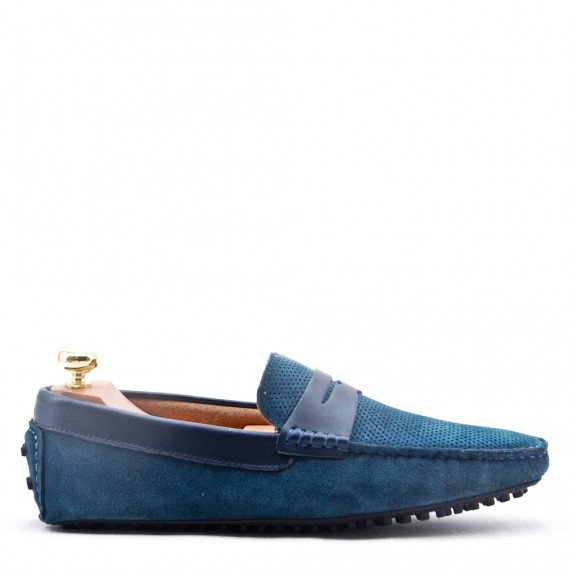 Mocassin en cuir daim à bride 