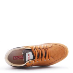 Basket homme à lacets en mix-matières