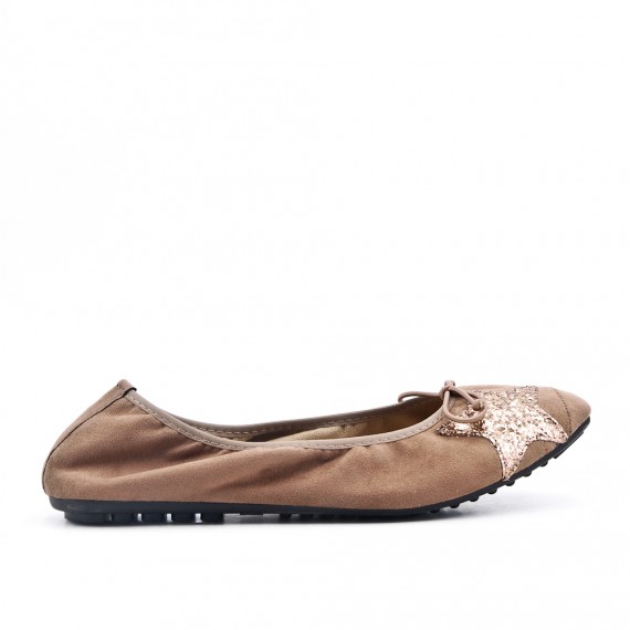Taupe ballerina with star pattern in large size