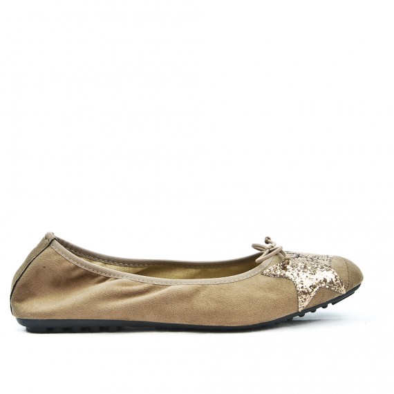 Beige comfort ballerina with star pattern