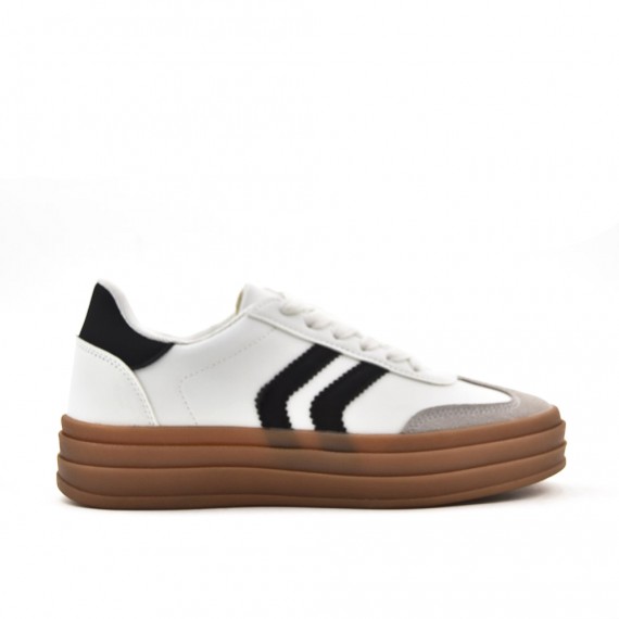 Basket mix matière pour femme