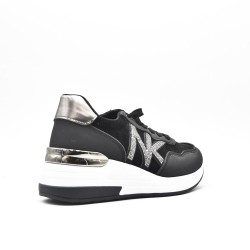 Basket mix matière pour femme