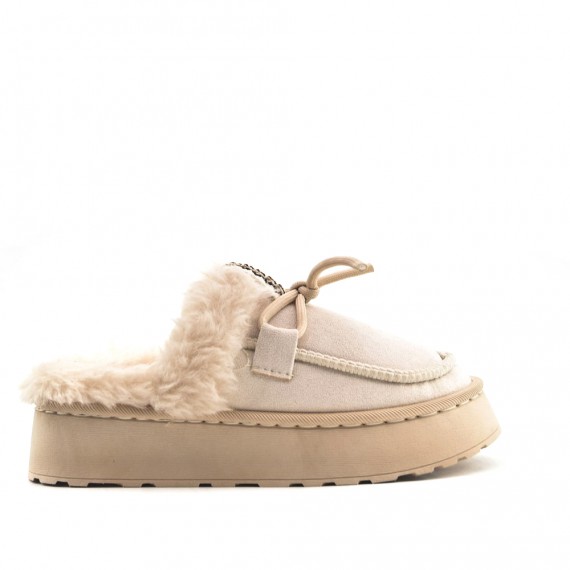 Pantoufle mule avec bande de fourrure