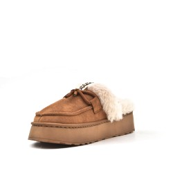Pantoufle mule avec bande de fourrure