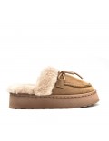 Pantoufle mule avec bande de fourrure