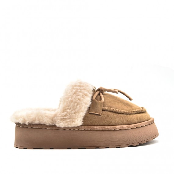 Pantoufle mule avec bande de fourrure