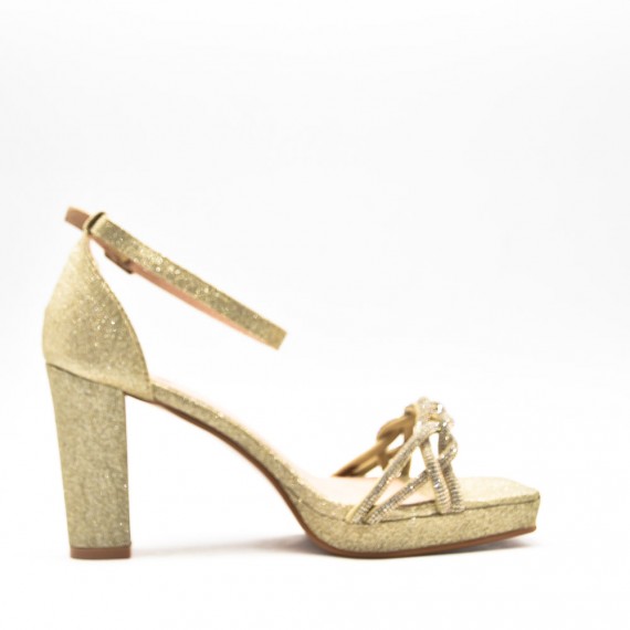 Escarpins à talon avec bride tressée en strass