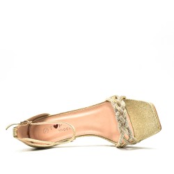 high heels with rhinestone braided strap