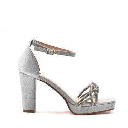 Escarpins à talon avec bride tressée en strass