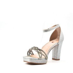 Escarpins à talon avec bride tressée en strass