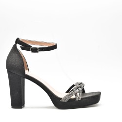 high heels with rhinestone braided strap