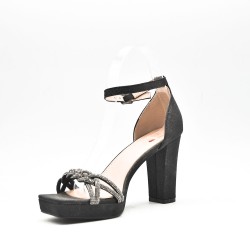 high heels with rhinestone braided strap