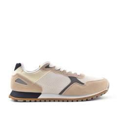 Mix-material sneakers with laces