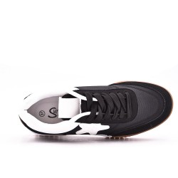 Mixed material lace sneaker with star detail