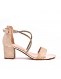 Mix-materials heeled sandal 