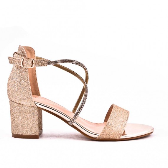 Mix-materials heeled sandal 