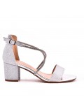 Mix-materials heeled sandal 