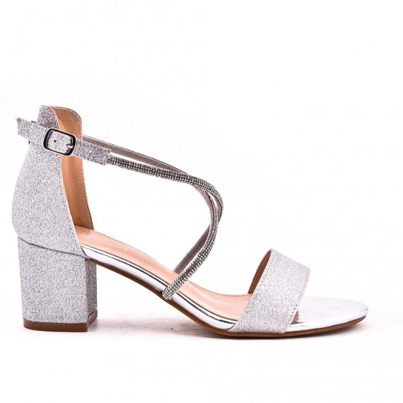 Mix-materials heeled sandal 