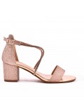 Mix-materials heeled sandal 