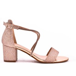 Sandalia de tacón mezcla-materiales