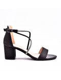 Mix-materials heeled sandal 