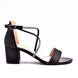 Mix-materials heeled sandal 