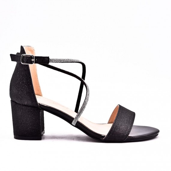 Mix-materials heeled sandal 
