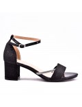Mix-materials heeled sandal 