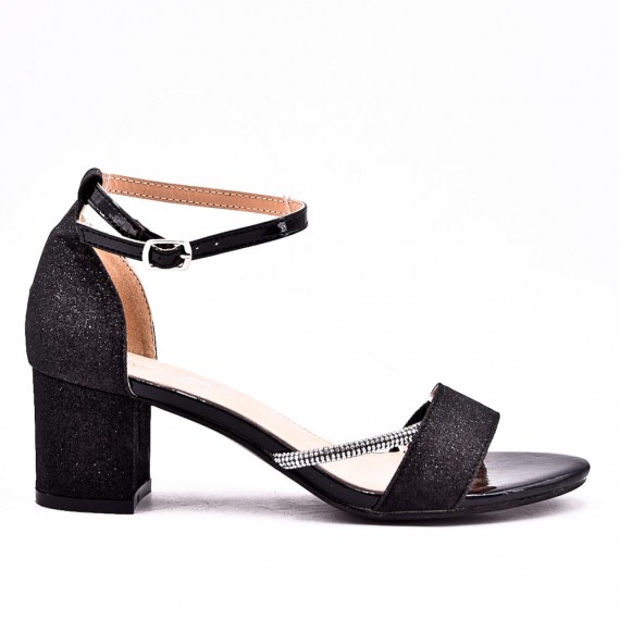Mix-materials heeled sandal 
