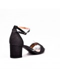 Mix-materials heeled sandal 