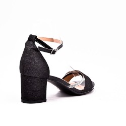 Mix-materials heeled sandal 