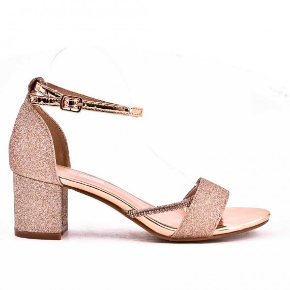 Sandalia de tacón mezcla-materiales