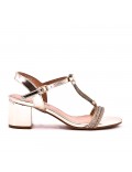 Mix-materials heeled sandal 