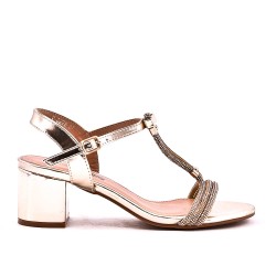 Mix-materials heeled sandal 
