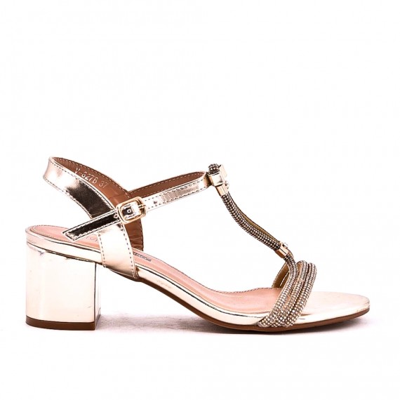 Mix-materials heeled sandal 
