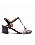 Mix-materials heeled sandal 