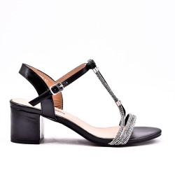 Mix-materials heeled sandal 