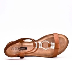 Sandalias planas en una mezcla de materiales para mujeres