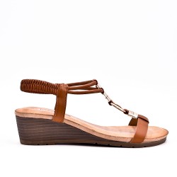 Flat sandals in a material mix for women
