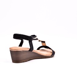 Flat sandals in a material mix for women