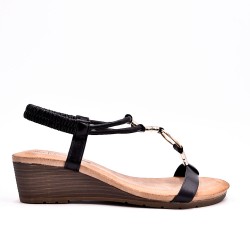 Flat sandals in a material mix for women