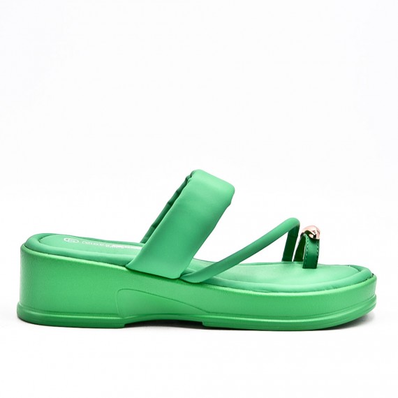 Flat sandals in a material mix for women