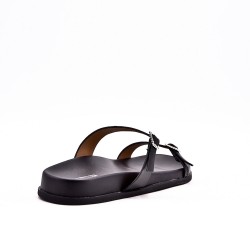 Flat sandals in a material mix for women