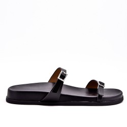 Flat sandals in a material mix for women