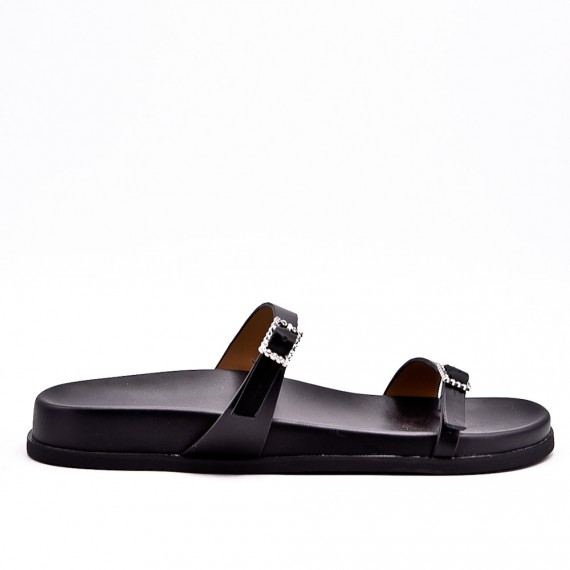 Flat sandals in a material mix for women