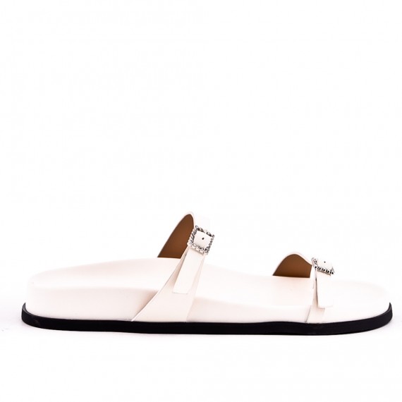 Sandalias planas en una mezcla de materiales para mujeres