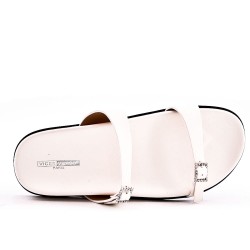 Sandalias planas en una mezcla de materiales para mujeres