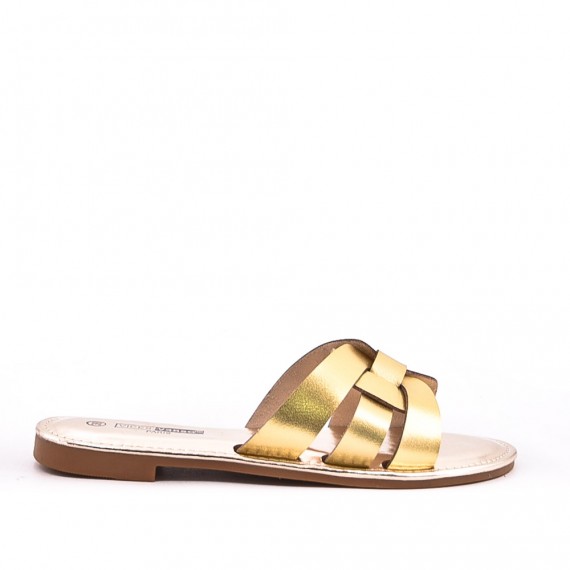 Sandale plat en simili cuir pour femme