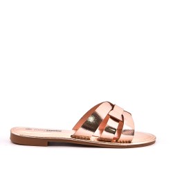 Flat sandals in faux leather for women