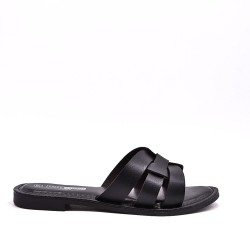 Flat sandals in faux leather for women
